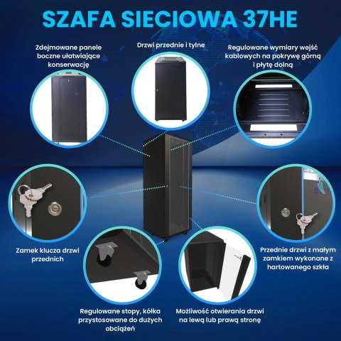 EXTRALINK SZAFA RACK STOJĄCA 37U 600X1000 CZARNA