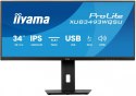 IIYAMA Monitor ProLite 34 cale XUB3493WQSU-B6 IPS,UWQHD,DP,2xHDMI,HAS,21:9,400cd, 120Hz,1000:1,1ms, USB HUBx4, 2x5W,