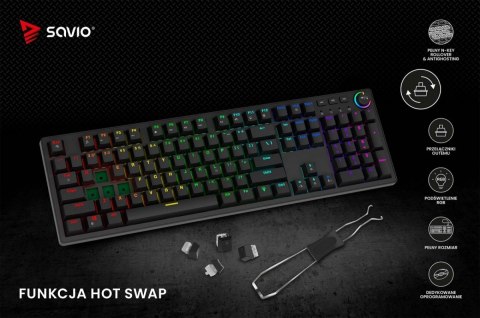 Savio Klawiatura mechaniczna STYX Outemu Blue Hot Swap RGB