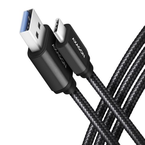 AXAGON BUCM3-AM20AB Kabel USB-C - USB-A 3.2 Gen 1, 2m, 3A, ALU, oplot, czarny