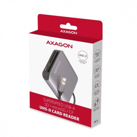 AXAGON CRE-S3 Czytnik zewnętrzny kart USB-A 3. 2 GEN 1, 3-slot lun SD/microSD/CF, obsługa UHS-II