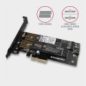 AXAGON PCEM2-D Adapter wewnętrzny PCIe x4, 1x M.2 NVMe M-key + 1x SATA B-key slot, SP & LP