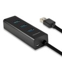 AXAGON HUE-S2BL Hub 4-portowy USB 3.2 Gen 1 charging hub, 1.2m kabel, microUSB dodatkowe zasilanie