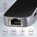 AXAGON HMC-6GL Wieloportowy hub 3x USB-A, HDMI, RJ-45, USB 3.2 Gen 1 hub, PD 100W 20cm USB-C kabel