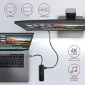 AXAGON HMC-6GL Wieloportowy hub 3x USB-A, HDMI, RJ-45, USB 3.2 Gen 1 hub, PD 100W 20cm USB-C kabel