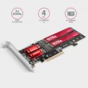 AXAGON PCEM2-ND Kontroler PCIe x 8, 2x slot M.2 NVMe M-key RAID wsparcie dla płyt bez bifurkacji, w zestawie, SP & LP