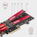 AXAGON PCEM2-ND Kontroler PCIe x 8, 2x slot M.2 NVMe M-key RAID wsparcie dla płyt bez bifurkacji, w zestawie, SP & LP