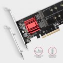 AXAGON PCEM2-ND Kontroler PCIe x 8, 2x slot M.2 NVMe M-key RAID wsparcie dla płyt bez bifurkacji, w zestawie, SP & LP