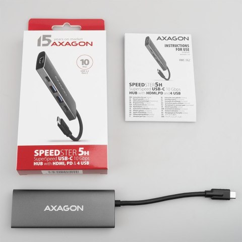 AXAGON HMC-5G2 Wieloportowy hub USB 5in1, 10Gbps, 2x USB-A + 2x USB-C + HDMI 4K/60Hz, PD 100W, 13cm USB-C kabel