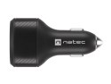 Natec Ładowarka samochodowa Coney 2x USB 1x USB-C QC 3.0 Power Delivery 84W Czarna