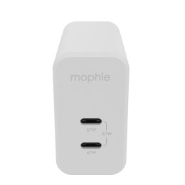 Mophie GaN Charger Dual - ładowarka sieciowa z podwójnym wejściem USB-C 67W (white)