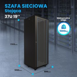 Szafa rack Extralink 37U 600x1000 EX.11403 Czarna stojąca