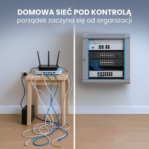 Extralink Szafa rack 4U 600x600 Szara montowana na ścianie