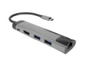 Natec Stacja dokująca Multi Port Fowler Go USB-C - Hub 2x USB 3.0, HDMI 4K, USB-C PD, RJ45