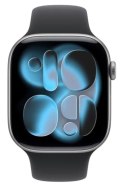Apple Watch Series 11 GPS koperta 42 mm z aluminium w kolorze gwiezdnej szarości, pasek sportowy w kolorze czarnym - rozmiar S/M