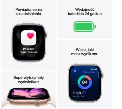 Apple Watch Series 11 GPS koperta 42 mm z aluminium w kolorze onyksu, pasek sportowy w kolorze czarnym - rozmiar M/L