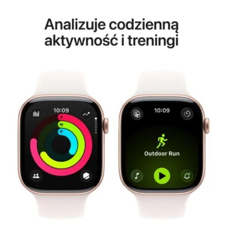 Apple Watch Series 11 GPS, koperta 42 mm z aluminium w kolorze różowego złota, pasek sportowy w kolorze łagodnego różu - rozmiar S/M