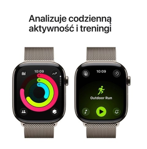 Apple Watch Series 11 GPS + Cellular koperta 42 mm z tytanu w kolorze naturalnym, bransoleta mediolańska w kolorze naturalnym