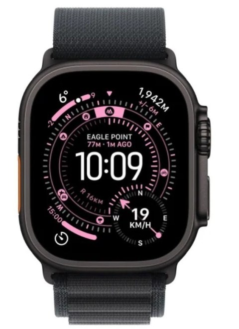 Apple Watch Ultra 3 GPS + Cellular, koperta 49 mm z tytanu w kolorze czarnym, opaska Alpine w kolorze czarnym - rozmiar L