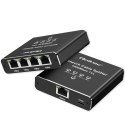 Qoltec Rozdzielacz splitter Ethernet mini SWITCH 1x4 RJ45 | 1000Mb/s | USB-C | Aluminium