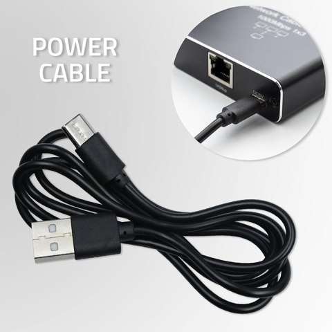 Qoltec Rozdzielacz splitter Ethernet mini SWITCH 1x4 RJ45 | 1000Mb/s | USB-C | Aluminium