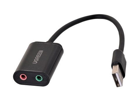 Ugreen zewnętrzna karta dźwiękowa adapter USB -3,5 mm mini jack 15cm (czarny)