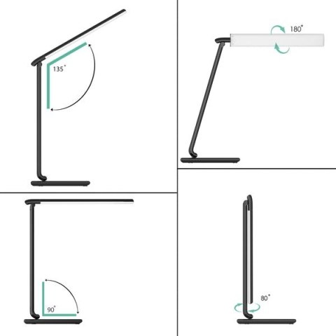 AUKEY LT-T10 Black lampa biurkowa LED dotykowa | 12W | 3000-6500K | 7 poziomów ściemniania | 5 trybów świecenia