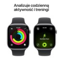 Apple Watch Series 11 GPS koperta 46 mm z aluminium w kolorze gwiezdnej szarości, pasek sportowy w kolorze czarnym - rozmiar M/L