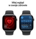 Apple Watch Series 11 GPS koperta 46 mm z aluminium w kolorze gwiezdnej szarości, pasek sportowy w kolorze czarnym - rozmiar M/L