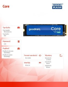 GOODRAM Dysk SSD Core 4TB Gen5 2280 9200/8100MB/s