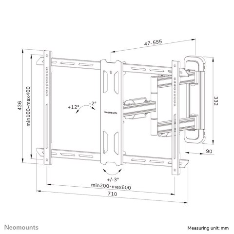 Neomounts WL40S-850BL16 uchwyt do telewizorów 177,8 cm (70") Czarny