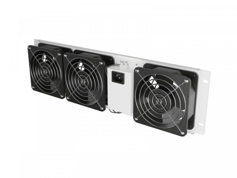 Lanberg Panel wentylacyjny pionowy 19 cali 3U do szaf rack, trzy wentylatory, 230V, szary