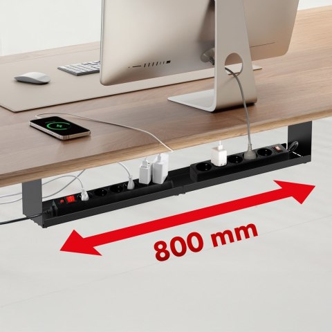 MACLEAN KOMPAKTOWY ORGANIZER PODBIURKOWY NA KABLE, MAX. OBCIĄŻENIE 5KG, CZARNY MC-107 B