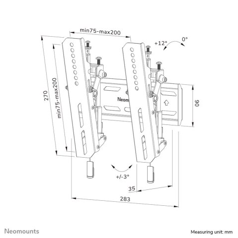 Neomounts WL35S-850BL12 uchwyt do telewizorów 165,1 cm (65") Czarny