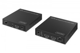 Digitus Przedłużacz (extender) światłowodowy HDMI 4K/60Hz z KVM USB 1.1 przez IP 1G lub do 40km/300m, max. 253 odbiorniki, HDMI Loop-Out