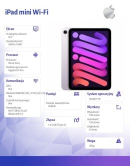 Apple IPad mini Wi-Fi 256GB Fioletowy