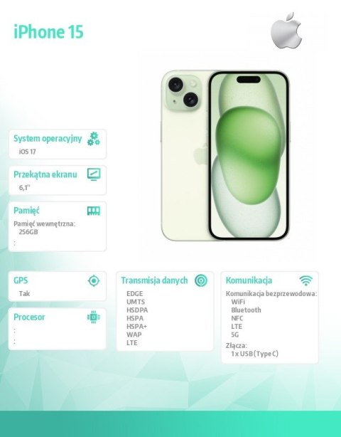 Apple IPhone 15 256GB - Zielony