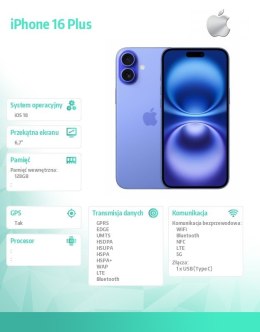 Apple IPhone 16 Plus 128GB - Ultramaryna