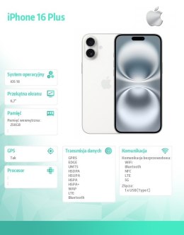Apple IPhone 16 Plus 256GB - Biały