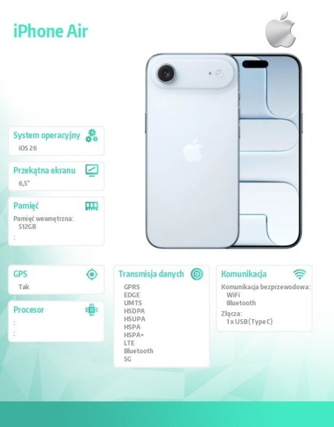 Apple IPhone Air Błękitny 512 GB