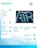 Apple MacBook Air 15.3 cala: M4 10/10, 16GB, 512GB, 35W - Błękitny - MC7A4ZE/A/D1