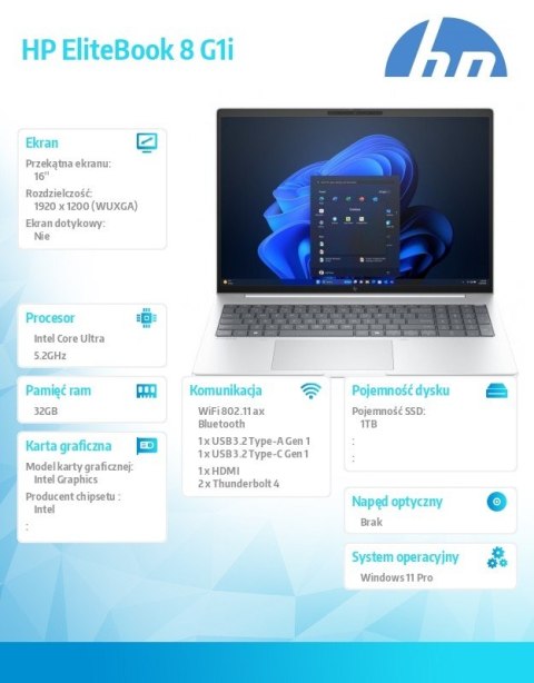 HP Inc. Notebook EliteBook 8 G1i U7-255U 1TB/32GB/W11P/16cali C51LZET
