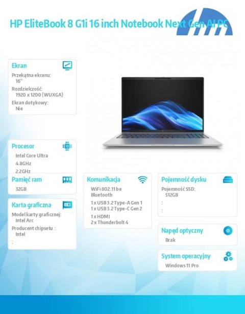 HP Inc. Notebook EliteBook 8 G1i U7-258V 512GB/32GB/W11P/16.0 C51MJET