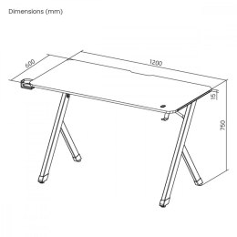 Maclean Biurko gamingowe NanoRS 120x60x75cm RS101 z uchwytem na słuchawki i kubek Czarne