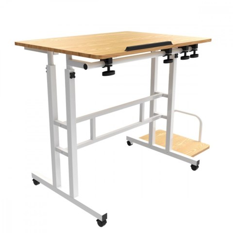 Maclean Mobilne biurko regulowane MC-124 W regulacja wysokości 67-115cm, max 50kg, blat 80x60 cm