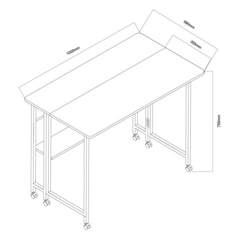 Maclean Składane biurko stolik MC-126 B blat 100x58 cm, max 50kg Czarne