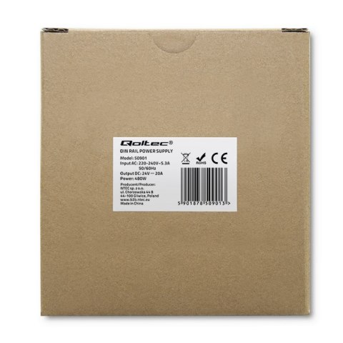 Przemysłowy zasilacz na szynę DIN | 480W | 24V | 20A