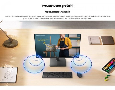 Samsung Monitor 27 cali S40GD IPS 1920x1080 FHD 16:9 2xHDMI 1xDP 2xUSB-A 2.0 1xUSB-B 5ms 100Hz HAS+PIV głośniki płaski 3YOn-Site (LS27D4