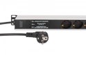 Digitus Listwa zasilająca PDU Rack (620mm) z zabezpieczeniem przeciwprzepięciowym + filtr EMI/RFI, 9 gniazd Schuko CEE 7/3 (45°), kabel 