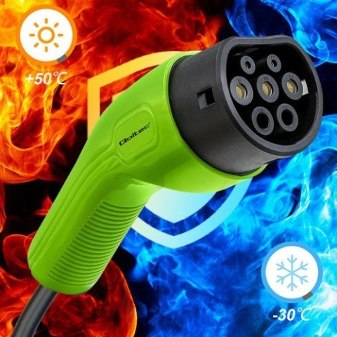 Kabel do ładowania pojazdów elektrycznych Qoltec 52472 Czarny Typ 2 5 m